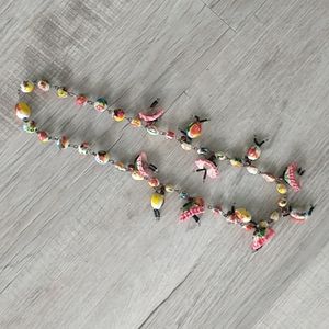 Vintage authentic Hispanic ethnic shell painted seeds dancers necklace